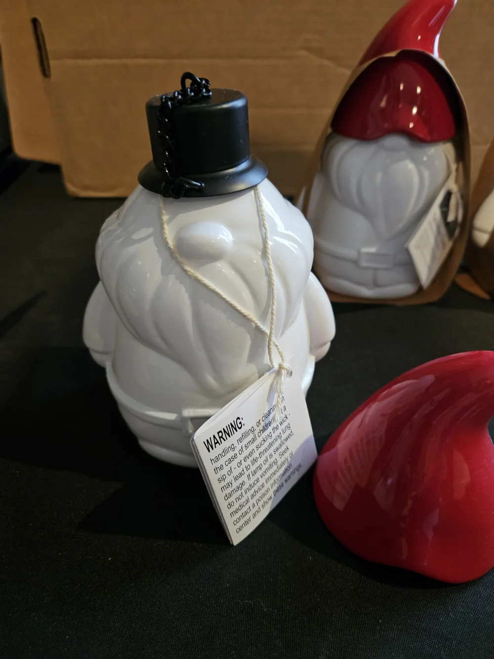 NWT 3 White Ceramic Gnome Tabletop Torches